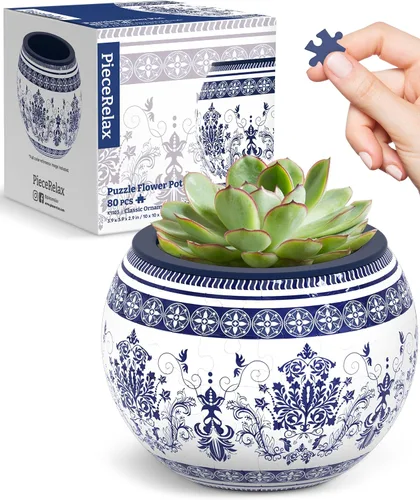 Vista 18 de PieceRelax Rompecabezas 3D Maceta 80 Piezas - Abundancia de Otoño, Macetas de Flores de Decoración del Hogar para Cactus de Interior, Macetas