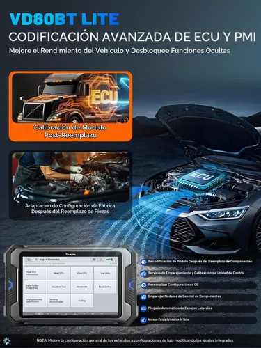 Vista 3 de VDIAGTOOL Herramienta de escaneo bidireccional VD80 BT Lite, 2026 8 pulgadas, herramienta de diagnóstico de escáner OBD2 de sistema completo
