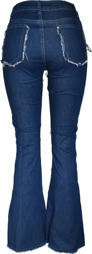 Vista 3 de Aodrusa - Jeans para mujer, con dobladillo sin rematar, acampanados, hechos con parches.