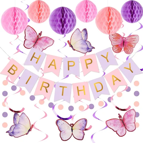 Vista 20 de meowtastic Birthday Decorations Happy Birthday Banner with Honeycomb Balls Negro y azul