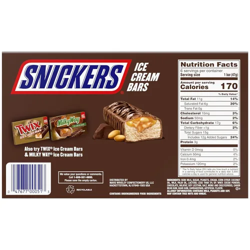 Vista 2 de Snickers, Barras de helado, 6 unidades (congeladas)
