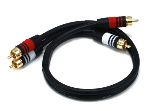Vista 6 de Monoprice Cable de audio de dos canales de alta calidad, 2 conectores RCA a 2 conectores RCA, macho a macho, 22 AWG, 25 pies, negro