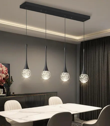 Vista 26 de Lámparas colgantes modernas para isla de cocina, LED, regulable, cristal glamuroso, iluminación colgante de techo para comedor, pasillo, dormitorio