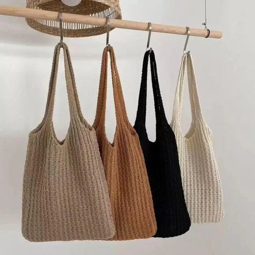 Vista 4 de Bolso de ganchillo de la compra de gran capacidad tejido hueco bolso de punto