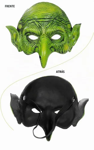 Vista 2 de Máscara de bruja vieja para mascarada, duende de espuma de media cara, máscara de hechicera de nariz de águila para disfraz de cosplay