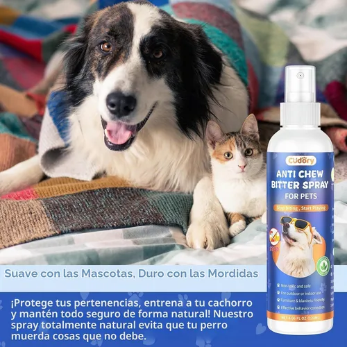 Vista 7 de Cudory 2 unidades de spray de manzana amarga para perros para dejar de masticar, sin masticar en aerosol para perros y gatos, protege muebles
