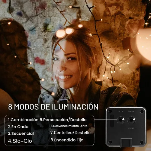Vista 2 de Vimorg Guirnalda de luces solares para exteriores, paquete de 2 luces solares de Navidad de 79 pies, 200 LED, impermeables, con 8 modos