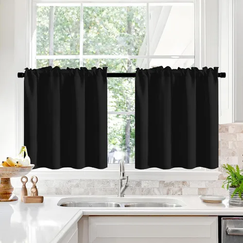 Vista 163 de Deconovo Cortinas opacas, aislamiento térmico, dobladillo para barra, reducción de ruido, certificado Oeko-TEX, cortinas de oscurecimiento