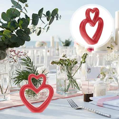 Vista 9 de Abaodam Figura de corazón de boda, adorno de corazón de cerámica, decoración romántica para estante de escritorio, hogar, oficina, aniversario
