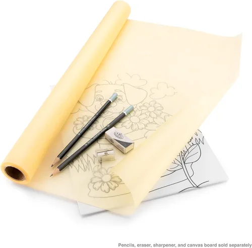 Vista 4 de Bee Paper Rollo de papel para dibujos y bocetos, color amarillo.