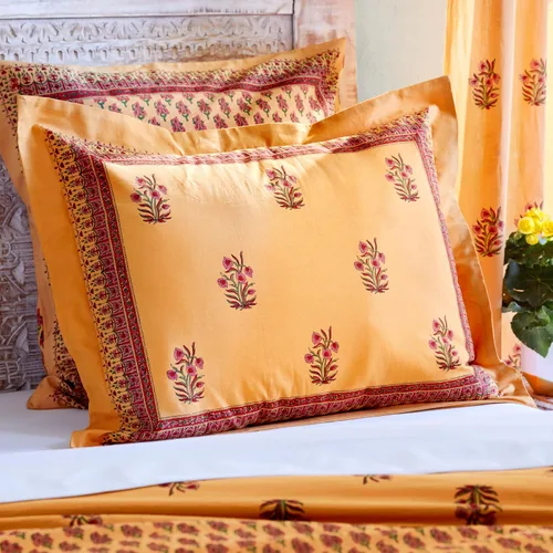 Vista 10 de Saffron Marigold Funda de almohada azul floral iluminado por la luna Taj - CP, algodón de calidad, comercio justo, ropa de cama bohemio
