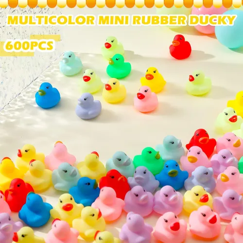 Vista 4 de Mini pato de goma a granel, juego de juguetes de baño a granel, mini patos coloridos para baby shower, decoración de fiesta de cumpleaños, regalo