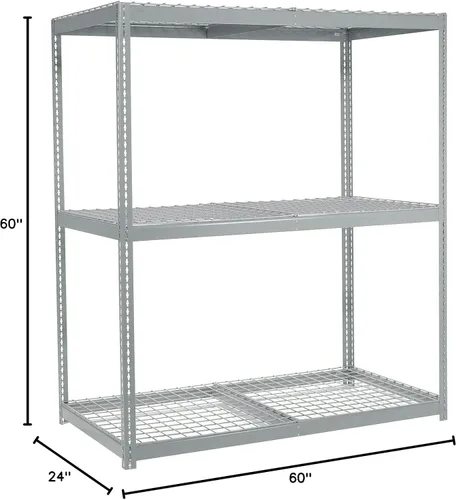 Vista 2 de Global Industrial Estante ancho con 3 estantes, cubierta de alambre, capacidad de 1200 libras por nivel, 60 pulgadas de ancho x 24 pulgadas