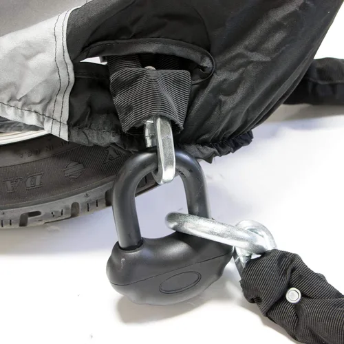 Vista 7 de Dowco Guardian 50031-00 WeatherAll Plus Cubierta impermeable para scooter de exterior resistente: Negro, Mediano, Scooter - M