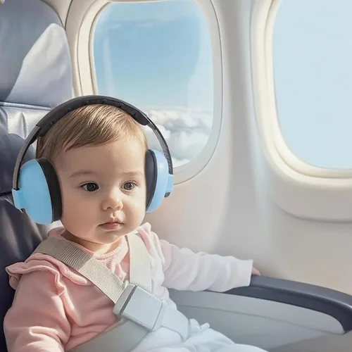 Vista 9 de Auriculares de bebé con cancelación de ruido, orejeras para bebés de 1 a 24 meses, color azul