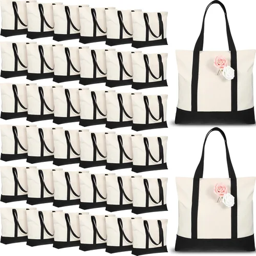 Vista 9 de Sherr Bolsa de lona a granel, 21 pulgadas de algodón en blanco con cremallera de bolsillo para transferencia de calor, regalos para mujeres y madres