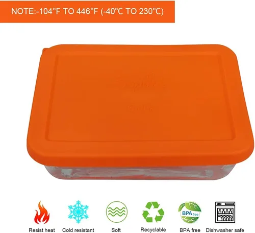 Vista 2 de Sophico Tapa de almacenamiento rectangular de silicona para 6 tazas de repuesto para cuencos de vidrio Pyrex 7211-PC, recipiente no incluido (MIX)
