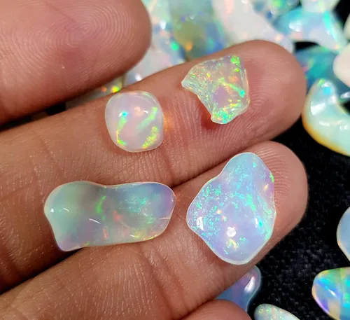 Vista 5 de Rare Gemstone Piedras preciosas de ópalo etíope en bruto, forma desigual, múltiples fuegos, ópalo etíope, joyería suelta en bruto, 10 piezas