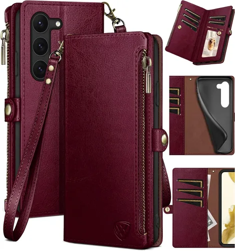 Vista 15 de XcaseBar Funda tipo cartera para Samsung Galaxy S23 Plus con cremallera 【Bloqueo RFID】 Titular de la tarjeta de crédito, Libro de folio con tapa