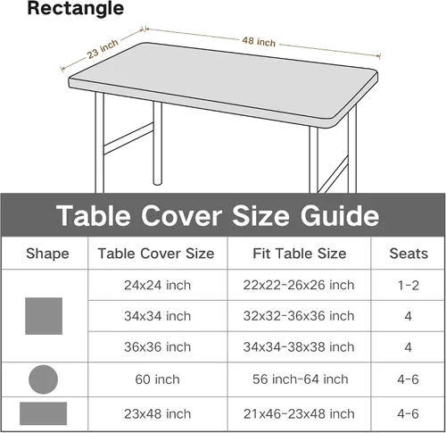 Vista 6 de Mantel de mesa rectangular de 4 pies con ajuste elástico, mantel de elastano elástico de 4 pies para mesas de comedor, para interiores y exteriores
