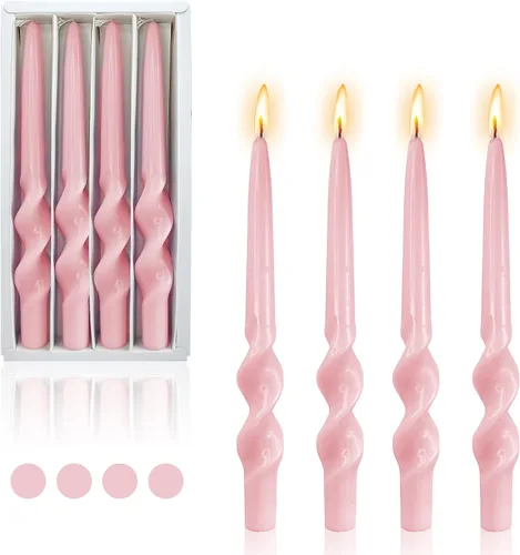 Vista 13 de SM101 - Vela cónica roja, velas en espiral de 10 pulgadas, velas largas cónicas sin goteo para cena, mesa de comedor, boda, fiesta, fiesta, Rojo