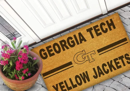 Vista 2 de KH Sports Fan Georgia Tech Yellow Jackets Logo Team Coir Felpudo (1063100239), marrón