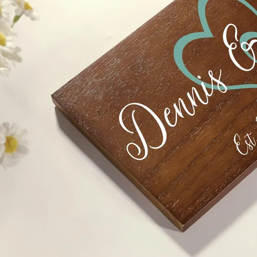 Vista 4 de Bemaystar Regalos de boda personalizados, letreros de madera personalizados con nombre/fecha, para recuerdos únicos de aniversario, ideas de regalo