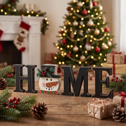 Vista 7 de Glitzhome Letreros intercambiables para casa y mesa con 13 piezas de iconos de temporada, letrero de madera intercambiable para casa para decoración