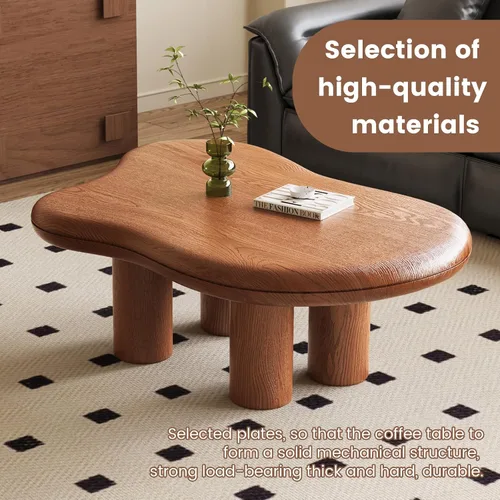 Vista 3 de Mesa de centro Mid-Century Modern Cloud con mesa espaciosa, mesa central irregular de 35.43 pulgadas de ancho con 4 patas sólidas, mesa de té