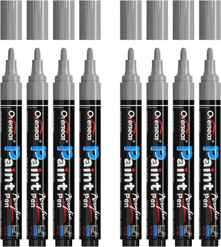 Vista 11 de Overseas - Marcadores de pintura acrílica negra, paquete de 8, bolígrafos de pintura de punta media Waterproof, Quick Dry, Fade Resistant, Non