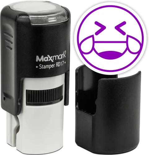 Vista 54 de MaxMark Sello de Emoji Autoentintado Redondo - Enojada - Tinta Negra