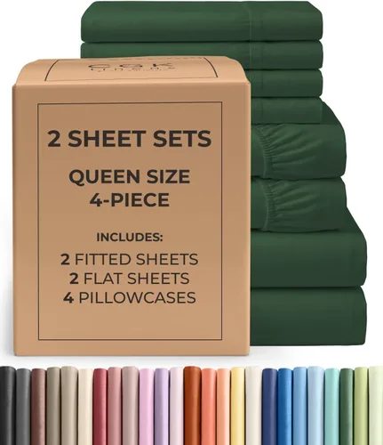 Vista 199 de Pack of 2, Twin Size 3 Piece Sheet Set - Breathable & Cooling - White