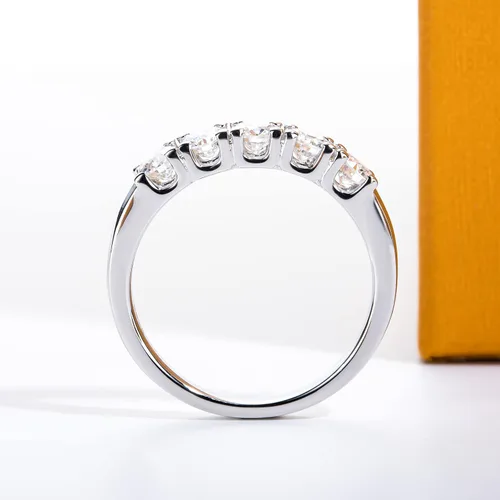 Vista 5 de Anillos de eternidad de moissanita, anillos de boda, color D, claridad VVS1, redondo, corte brillante, plata de ley 925, 56 piedras, anillos