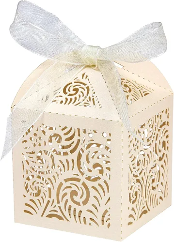 Vista 6 de COTOPHER 60 cajas de recuerdo cortadas con láser, caja de regalo pequeña de 2 x 2 x 2.75 pulgadas para regalos, recuerdos de fiesta de boda