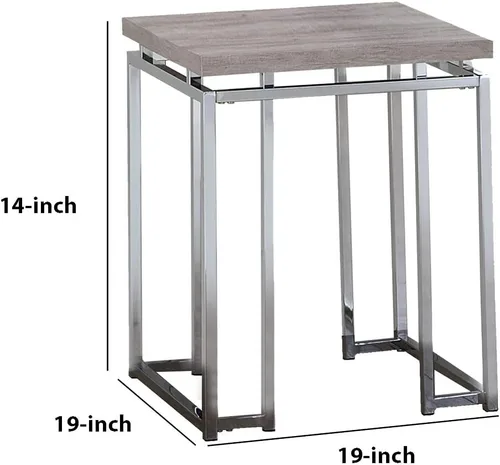 Vista 5 de Benjara - Mesa auxiliar con mesa rectangular y patas de metal, color plateado y marrón