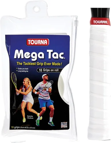 Vista 10 de Tourna Mega Tac Extra Tacky Overgrip - Paquete de 10 Negro