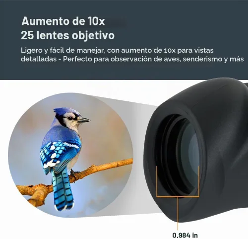 Vista 2 de Celestron – Monocular Nature 10x25 – Ideal para senderismo y observación de vida silvestre – Ópticas multicapa – Lente objetiva de 25mm – Prisma