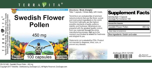 Vista 3 de Polen de flores suecas - 450 mg (100 Cápsulas, ZIN: 521490)
