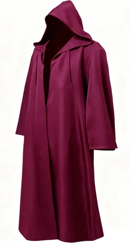 Vista 10 de GOLDSTITCH - Disfraz de caballero con capucha para hombre, disfraz tipo túnica Negro (capa)