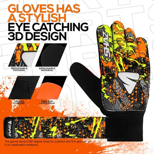 Vista 3 de Shaz Guantes de portero de fútbol para niños y jóvenes, guantes de portero de fútbol antideslizantes de 0.157 in, palma de látex con agarre fuerte