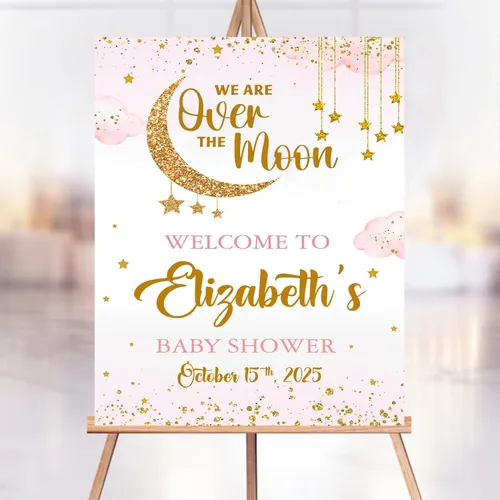 Vista 9 de Letrero de bienvenida personalizado de ciervo dorado para baby shower, decoración temática de bosque, decoración de fiesta de bebé, letrero