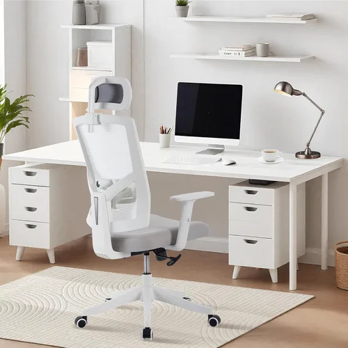 Vista 2 de Ergonomic Office Chair with Headrest, High Back Mesh Desk Chair with Flip-Up Arms, Adjustable Lumbar Support & Recline for Home Office and Gaming