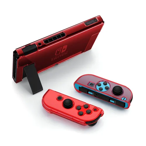 Vista 2 de TNP Dockable Case for Nintendo Switch - Clear Protective Case for Nintendo Switch and JoyCon Controller with 3 Set Thumb Grip Caps - Switch TPU