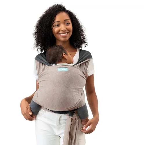 Vista 8 de Portabebés Moby Baby Wrap Featherknit para recién nacidos a niños pequeños (8-15kg), porta bebé tipo cabestrillo, diseño ligero y manos libres