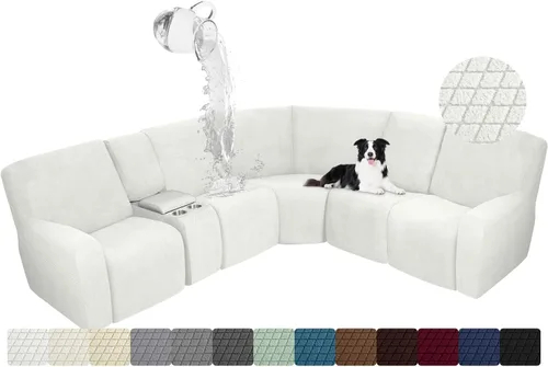 Vista 10 de ALIECOM Funda para Consola Central de Sillón Reclinable, Funda Elástica para Sofá Seccional Reclinable en Forma de L, Funda de Esquinas para Sofá
