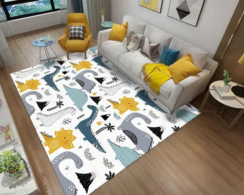 Vista 2 de Alfombra de área de dibujos animados para niños, 2 x 3 pies, lindo dinosaurio de animales, alfombra decorativa para habitación de bebé, alfombra