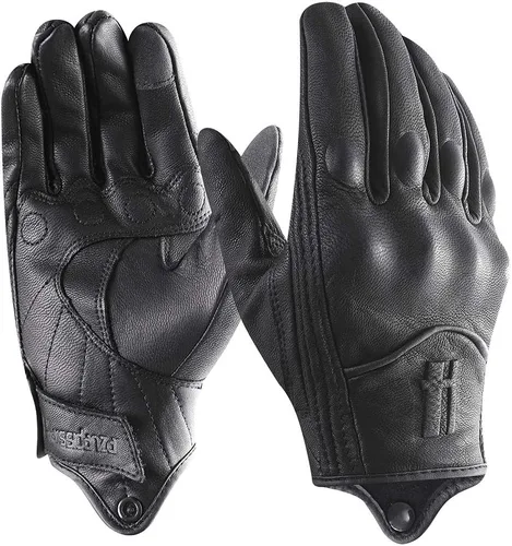 Vista 8 de Harssidanzar Guantes de cuero de motocicleta para hombre pantalla táctil GM028