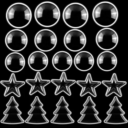 Vista 12 de BAOFALI 12 cúpulas de coctelera dimensionales de estrella con troqueles de corte de metal, cubiertas de plástico transparente para coctelera