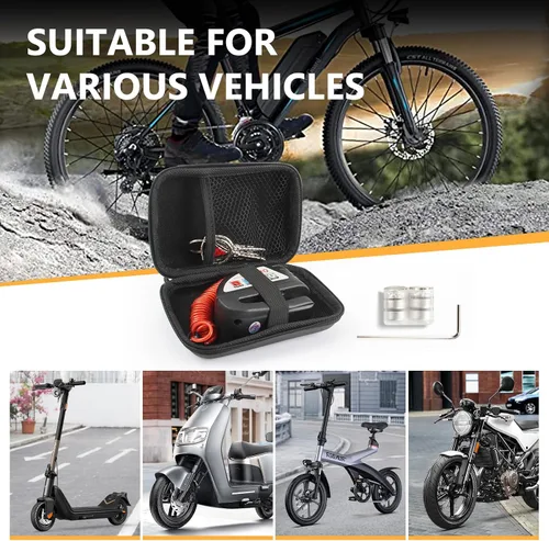 Vista 7 de Cerradura del freno de disco de la motocicleta con la alarma 130dB, cerradura de seguridad antirrobo IP65 Waterproof, Heavy-Duty Metal