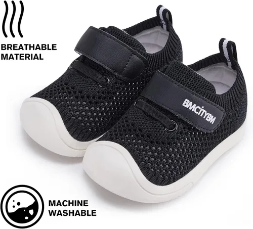 Vista 7 de BMCiTYBM Zapatos para caminar de malla transpirable para bebés, niños y niñas, ligeros, antideslizantes, para primeros pasos, 6, 9, 12, 18, 24 meses
